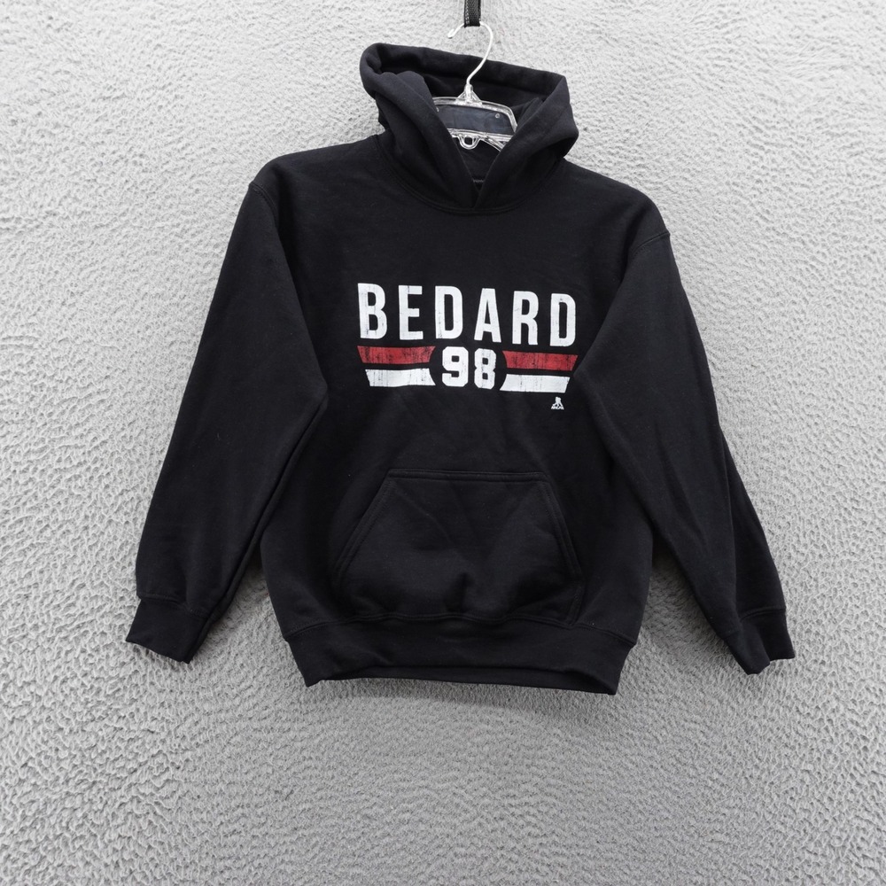 500 Level Connor Bedard Chicago Blackhawks Youth Hoodie Black Medium‎ NEW